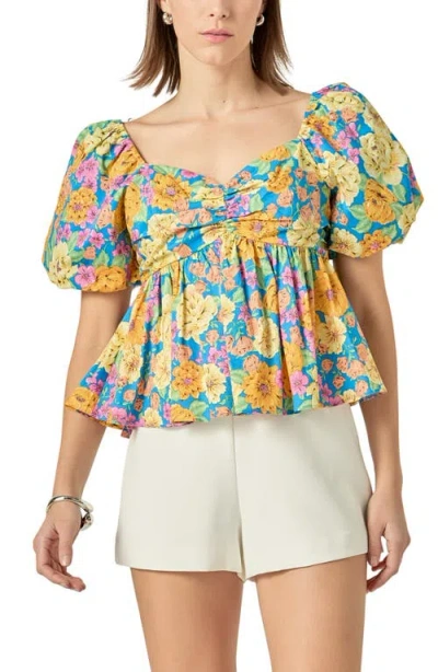 ENGLISH FACTORY ENGLISH FACTORY FLORAL PRINT PUFF SLEEVE SHIRT