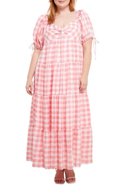 ENGLISH FACTORY ENGLISH FACTORY KNOTTED GINGHAM MAXI DRESS