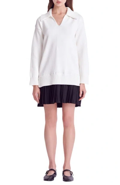 ENGLISH FACTORY ENGLISH FACTORY MIXED MEDIA PLEATED MINIDRESS