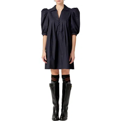 ENGLISH FACTORY ENGLISH FACTORY PINTUCK COLLAR PUFF SHOULDER MINIDRESS