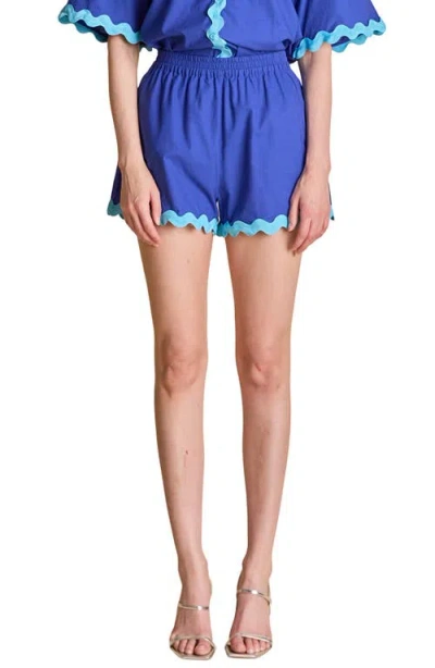 ENGLISH FACTORY ENGLISH FACTORY RICKRACK TRIM COTTON & LINEN SHORTS