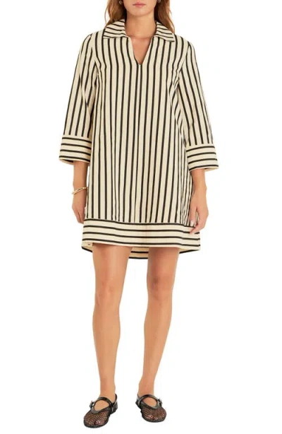ENGLISH FACTORY ENGLISH FACTORY STRIPE THREE-QUARTER SLEEVE DRESS