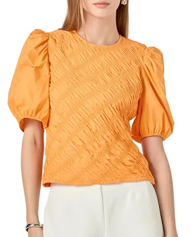 ENGLISH FACTORY WOMEN'S ASYMMETRICAL SMOCKED TOP
