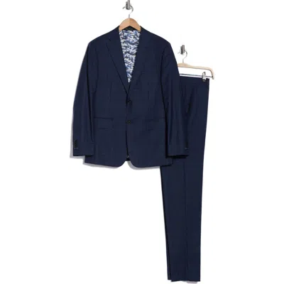 ENGLISH LAUNDRY ENGLISH LAUNDRY PLAID TRIM FIT NOTCH LAPEL WOOL BLEND TWO-PIECE SUIT