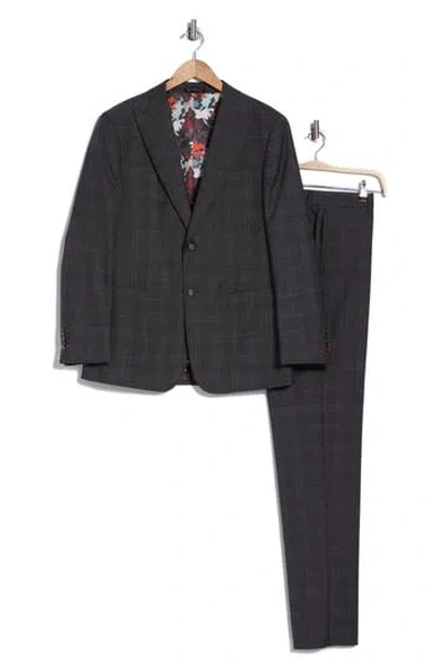 ENGLISH LAUNDRY ENGLISH LAUNDRY PLAID TRIM FIT PEAK LAPEL WOOL BLEND TWO-PIECE SUIT
