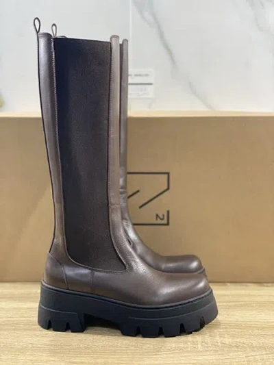 ENNEQUADRO STIEFEL ENNEQUADRO FRAU COMBAT STIEFEL BRAUNES LEDER CASUAL MADE IN ITALIEN