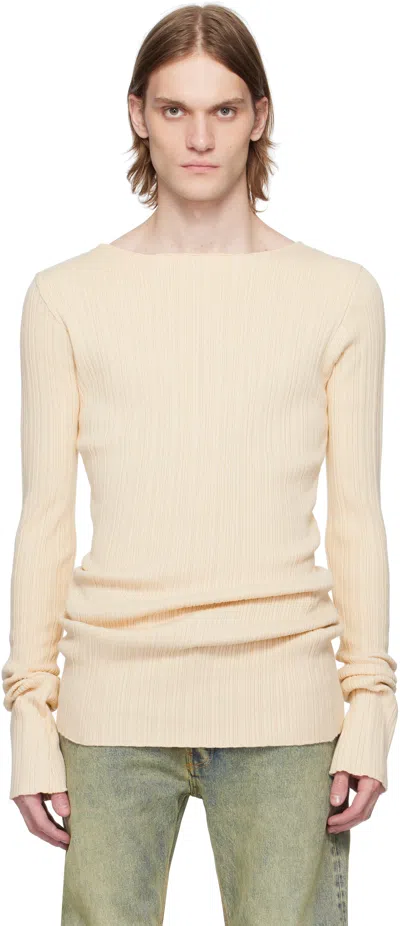 ENTIRE STUDIOS BEIGE ARCHES LONG SLEEVE KNIT SWEATER