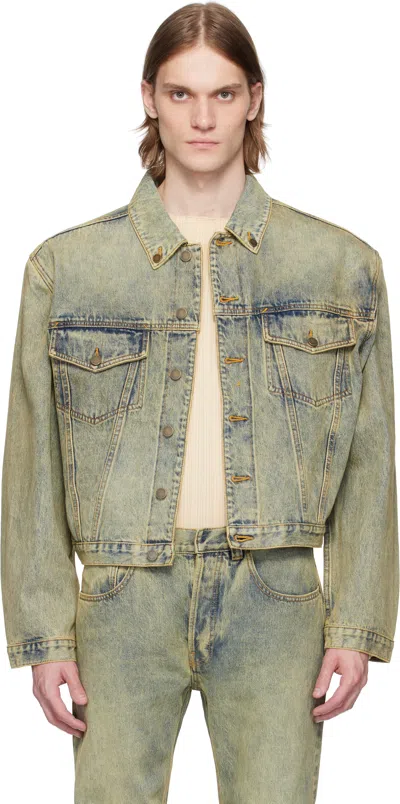 ENTIRE STUDIOS BLUE SHRUNKEN DENIM JACKET