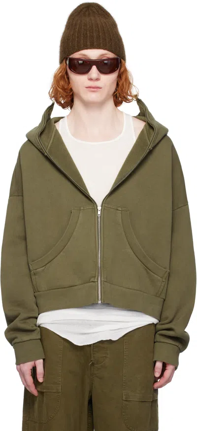ENTIRE STUDIOS KHAKI FULL ZIP HOODIE