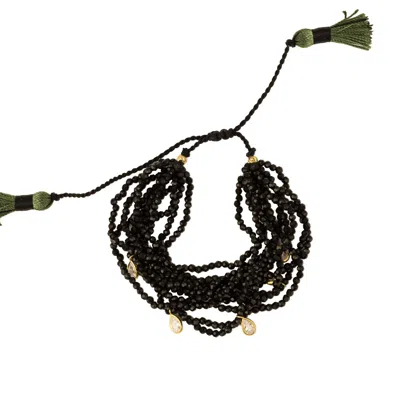 EP DESIGNS WOMEN'S BLACK / GOLD ONYX BEADED BRACELET