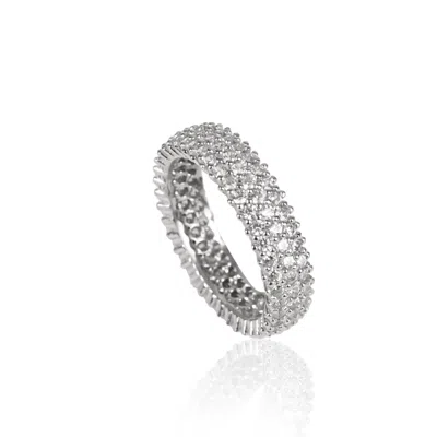 EP DESIGNS WOMEN'S SILVER ALEXANDRA PAVE ETERNITY BAND RING