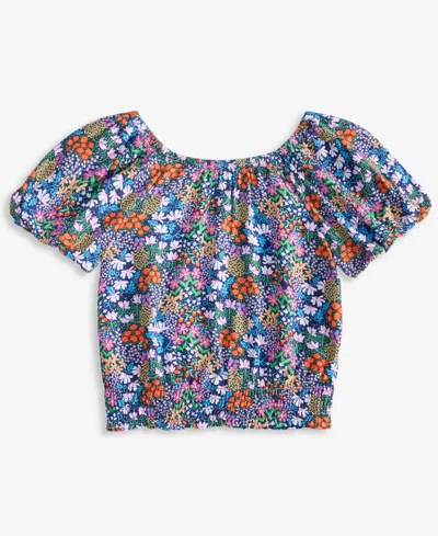 EPIC THREADS BIG GIRL GARDEN DITSY PRINTED SMOCKED TOP, EXCLUSIVELY AT MACY'S