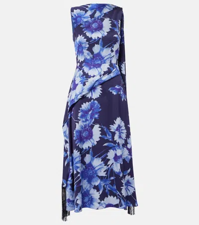 ERDEM DRAPED FLORAL COCKTAIL DRESS