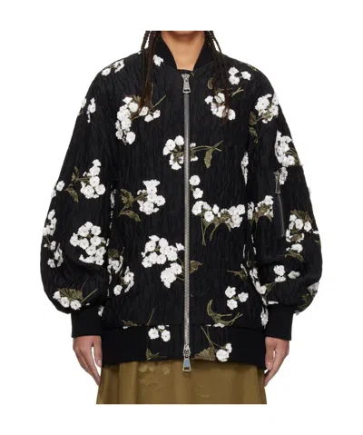 ERDEM FLORAL-APPLIQUÉ BOMBER JACKET
