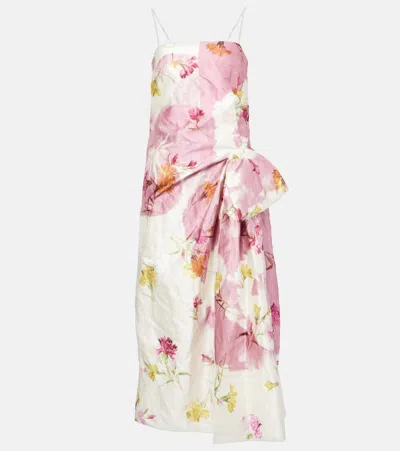 ERDEM FLORAL GATHERED MIDI DRESS
