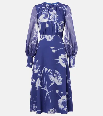 ERDEM FLORAL SILK VOILE MIDI DRESS
