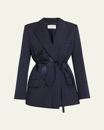 ERDEM FLOWER DOUBLE-BREASTED BELTED WOOL BLAZER