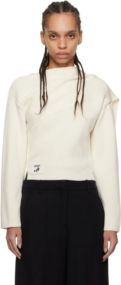 ERDEM OFF-WHITE DRAPE SWEATER