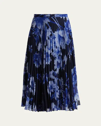 ERDEM PLEATED FLORAL PRINT MIDI SKIRT