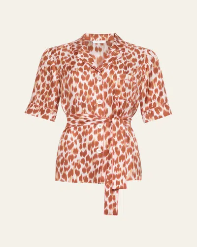 ERES TLEMEDA ABSTRACT-PRINT SILK SLEEP SHIRT