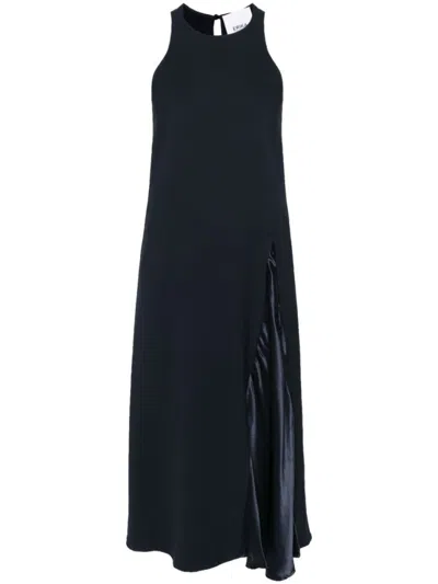 ERIKA CAVALLINI SEMI-COUTURE WOMEN NAVY BLUE SLEEVELESS MIDI DRESS, XS LUXURY DRESSES FOR WOMEN DARVEYS