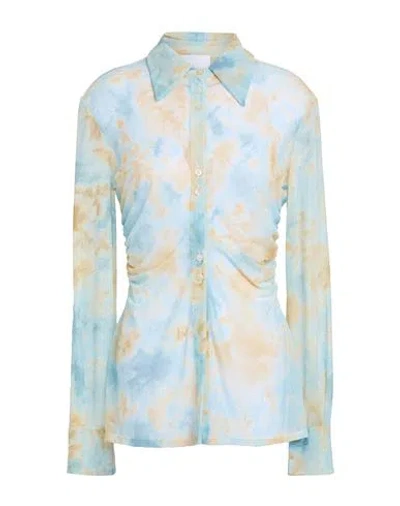 ERIKA CAVALLINI ERIKA CAVALLINI WOMAN SHIRT LIGHT BLUE SIZE 10 POLYAMIDE, ELASTANE
