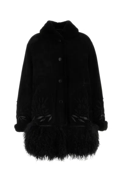 ERMANNO SCERVINO BLACK SHEARLING JACKET