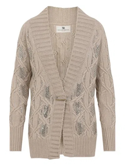 ERMANNO SCERVINO CABLE-KNIT EMBELLISHED CARDIGAN