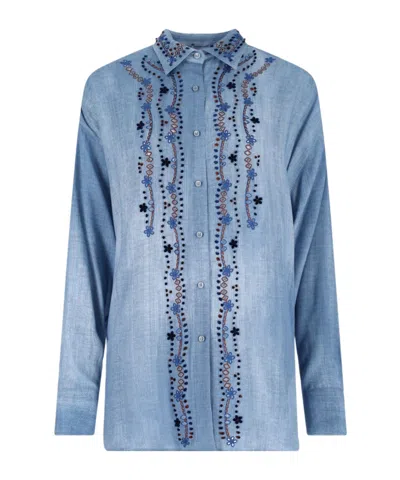 ERMANNO SCERVINO MOTIF-EMBROIDERED CHIFFON BLOUSE
