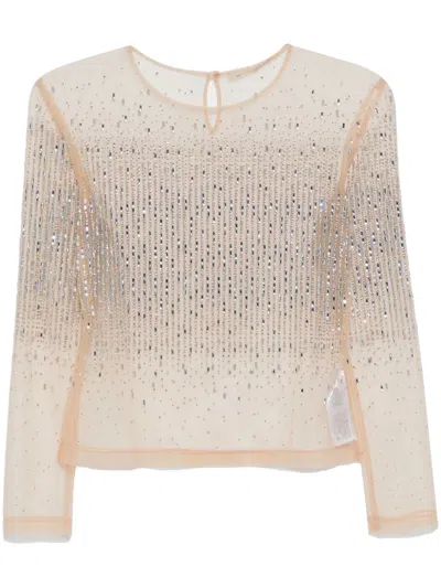ERMANNO SCERVINO TULLE CRYSTAL-EMBELLISHED TOP
