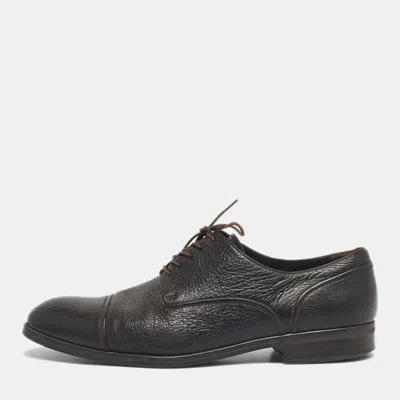 ERMENEGILDO ZEGNA BROWN LEATHER LACE UP DERBY SIZE 44