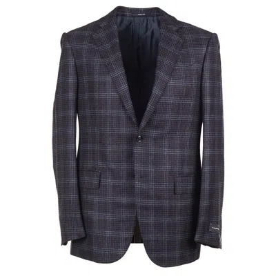 ERMENEGILDO ZEGNA ERMENEGILDO ZEGNA PLUM AND GRAY CHECK PURE CASHMERE SPORT COAT 42R (EU 52)
