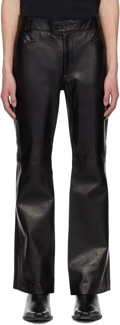 ERNEST W BAKER BLACK FLARE LEATHER PANTS