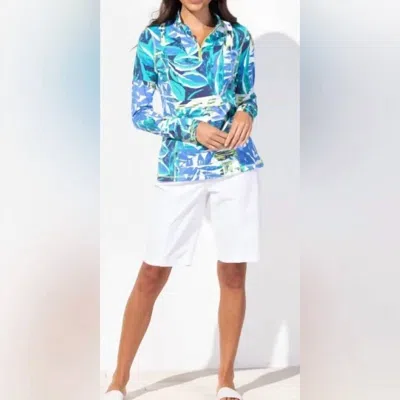 ESCAPE BY HABITAT UPF COVERSTRETCH QUARTER ZIP PULLOVER IN MARINA