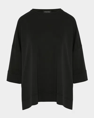 ESKANDAR ROUND NECK 3-4 SLEEVE TOP WITH HEMBANDS (MID PLUS)