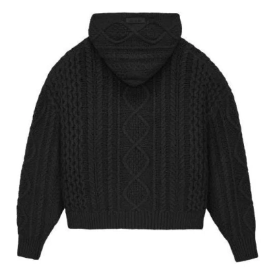 ESSENTIALS Fear of God Essentials FW23 Cable Knit Hoodie 'Jet Black'