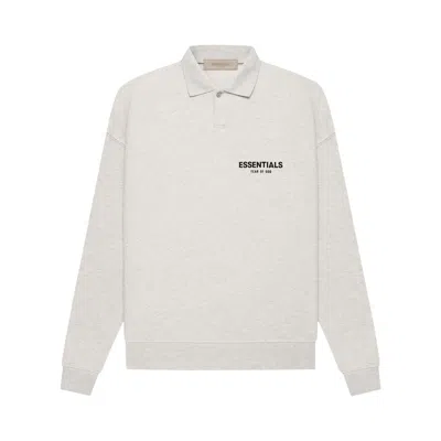 ESSENTIALS FEAR OF GOD ESSENTIALS LONG-SLEEVE POLO 'LIGHT OATMEAL'
