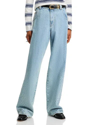 ESSENTIEL ANTWERP HIGH RISE WIDE LEG JEANS IN AQUA BLUE