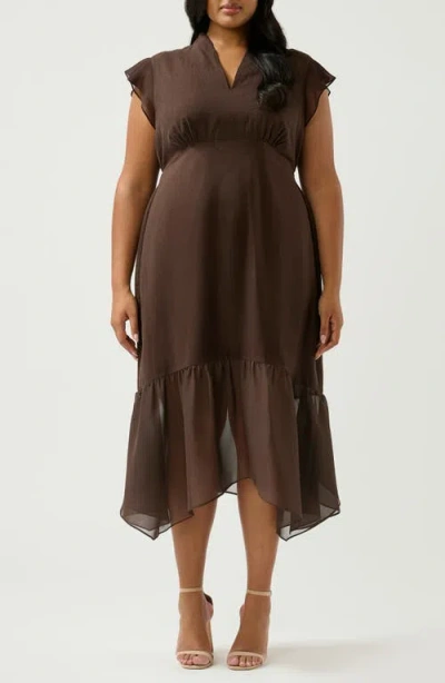 ESTELLE ESTELLE DUNE DANCER CHIFFON TRIM LINEN BLEND DRESS