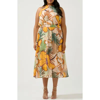 ESTELLE ESTELLE PARADISA PRINT BACK TIE MIDI DRESS