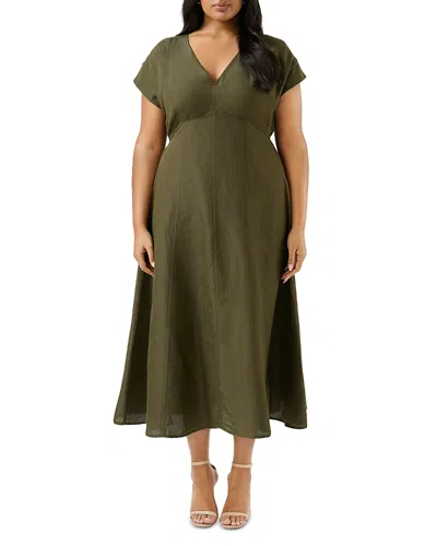 ESTELLE PLUS AUBREY V NECK MIDI DRESS