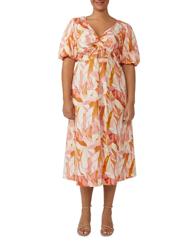 ESTELLE PLUS AURA CASCADE MIDI DRESS