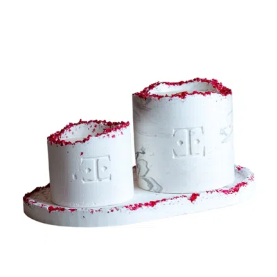 ESTI LIVING RED / SILVER SIMPLY RED CRYSTAL CANDLE SET