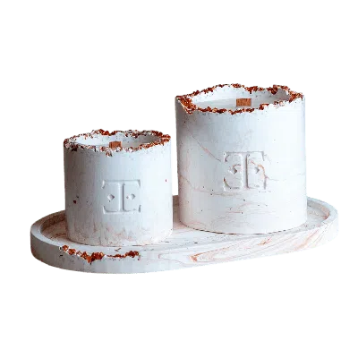 ESTI LIVING ROSE GOLD ANTIQUE GOLD CRYSTAL CANDLE SET