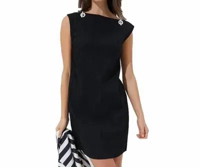 ETCETERA NAUTICAL PLISSE JACQUARD T-SHIRT DRESS IN BLACK