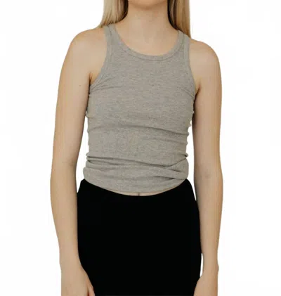 ÉTERNE HIGH NECK FITTED TANK IN HEATHER GREY