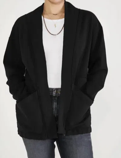 ETICA MATTIA MIXED MEDIA JACKET IN BLACK BEAUTY