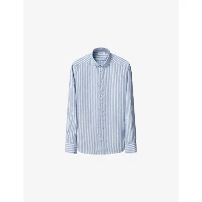 ETON MENS ETON STRIPED SLIM-FIT LINEN SHIRT