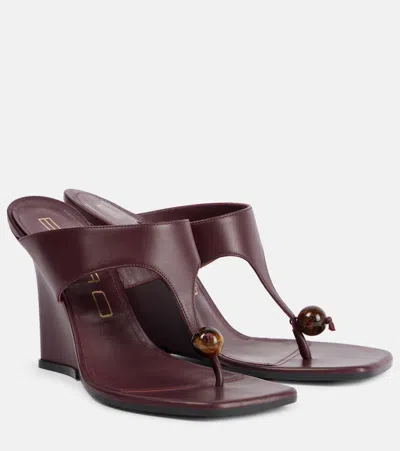 ETRO 90 LEATHER WEDGE SANDALS