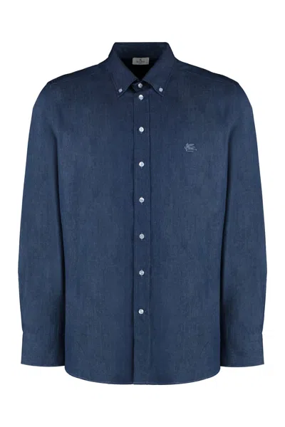 ETRO BUTTON-DOWN COLLAR COTTON SHIRT